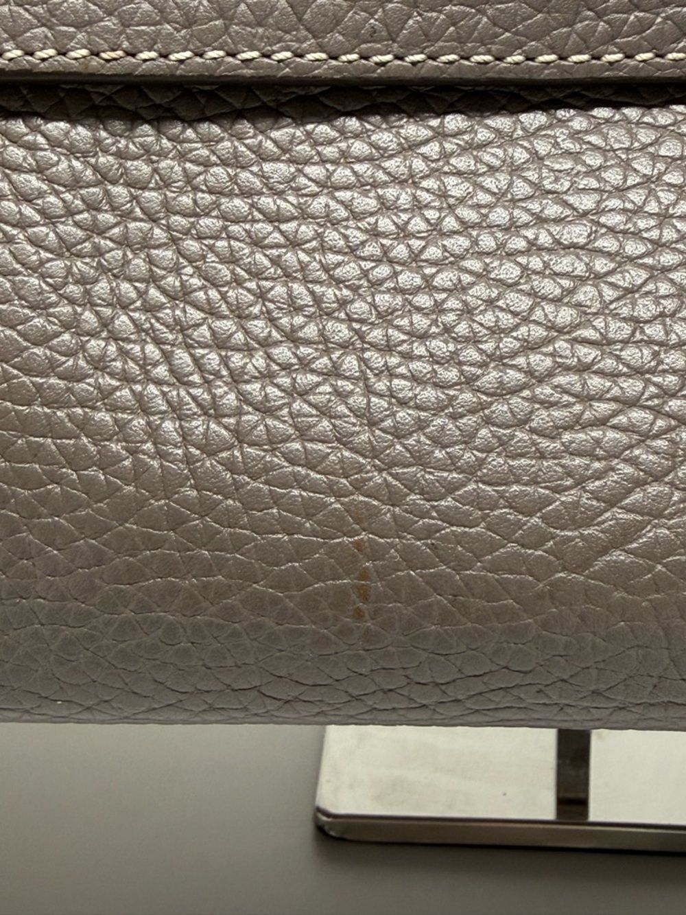 Dooney & Bourke Pebbled Leather Tote Gray Brown Tassel Shoulder Bag Large - Picture 3 of 13